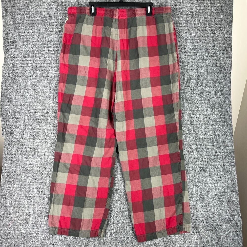 Life Is Good Pajama Pants Mens Extra Large Red Plaid Flannel Knit Sleapwear‎ - Picture 3 of 9
